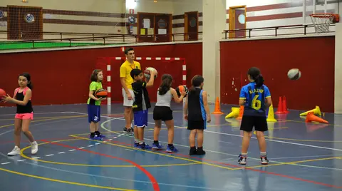 Jugadoras de Oribeltza, durante un entrenamiento