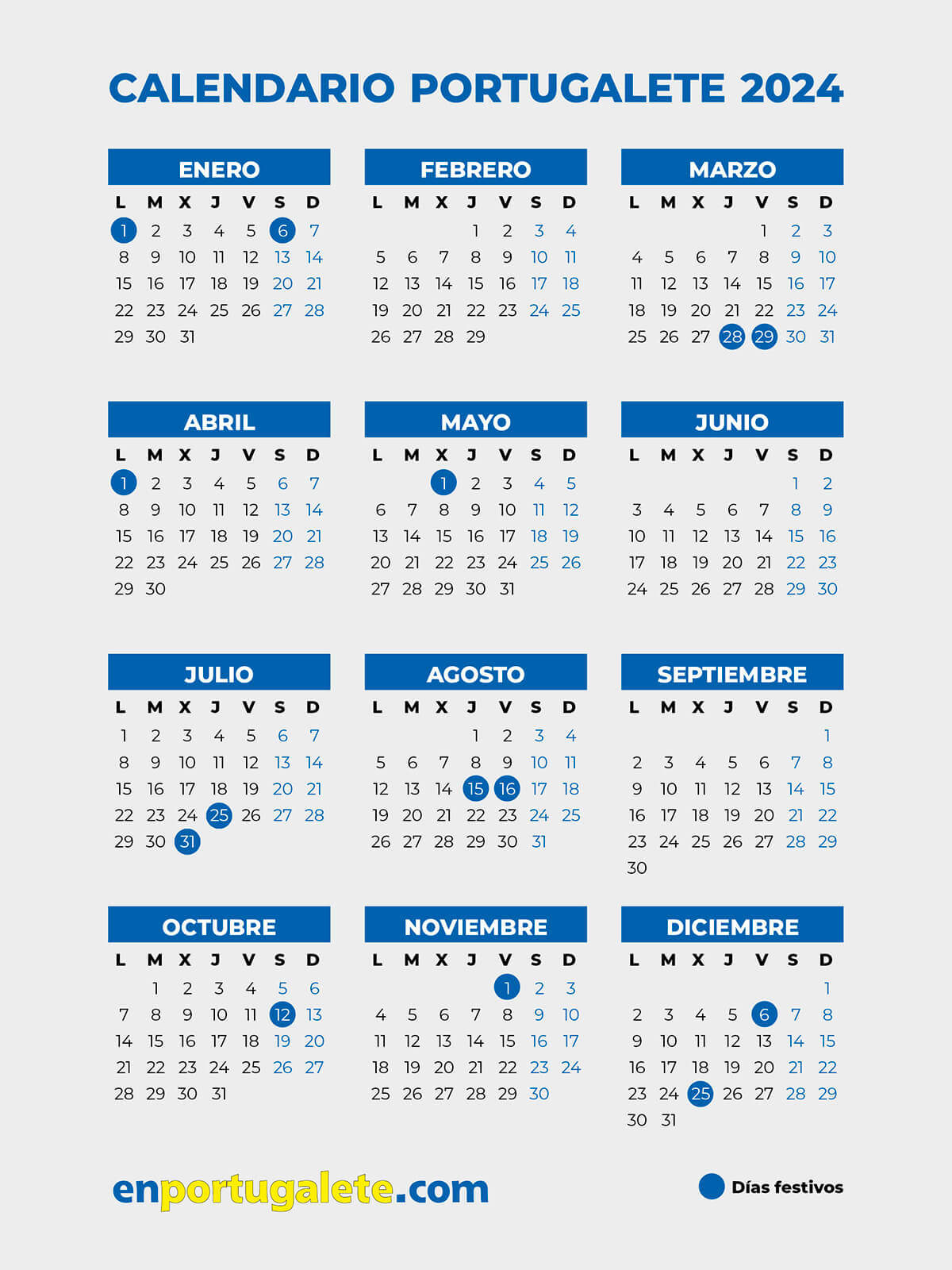 Calendario Laboral Portugalete 2024